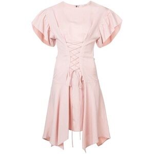 ULLA JOHNSON Otille Dress Lace up Handkerchief hem